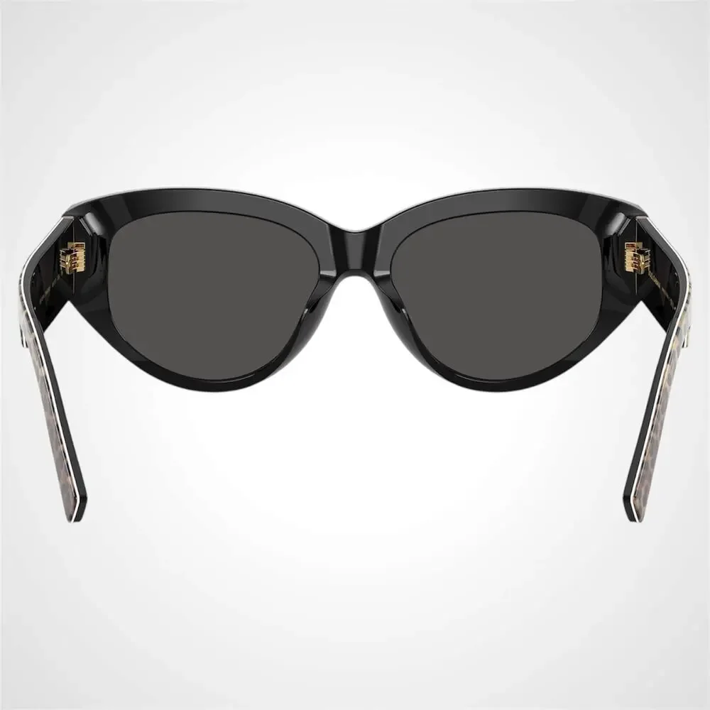 New Dolce & Gabbana Sunglasses Black Brown Leopard Acetate Cat Eye Gold - Picture 4 of 6